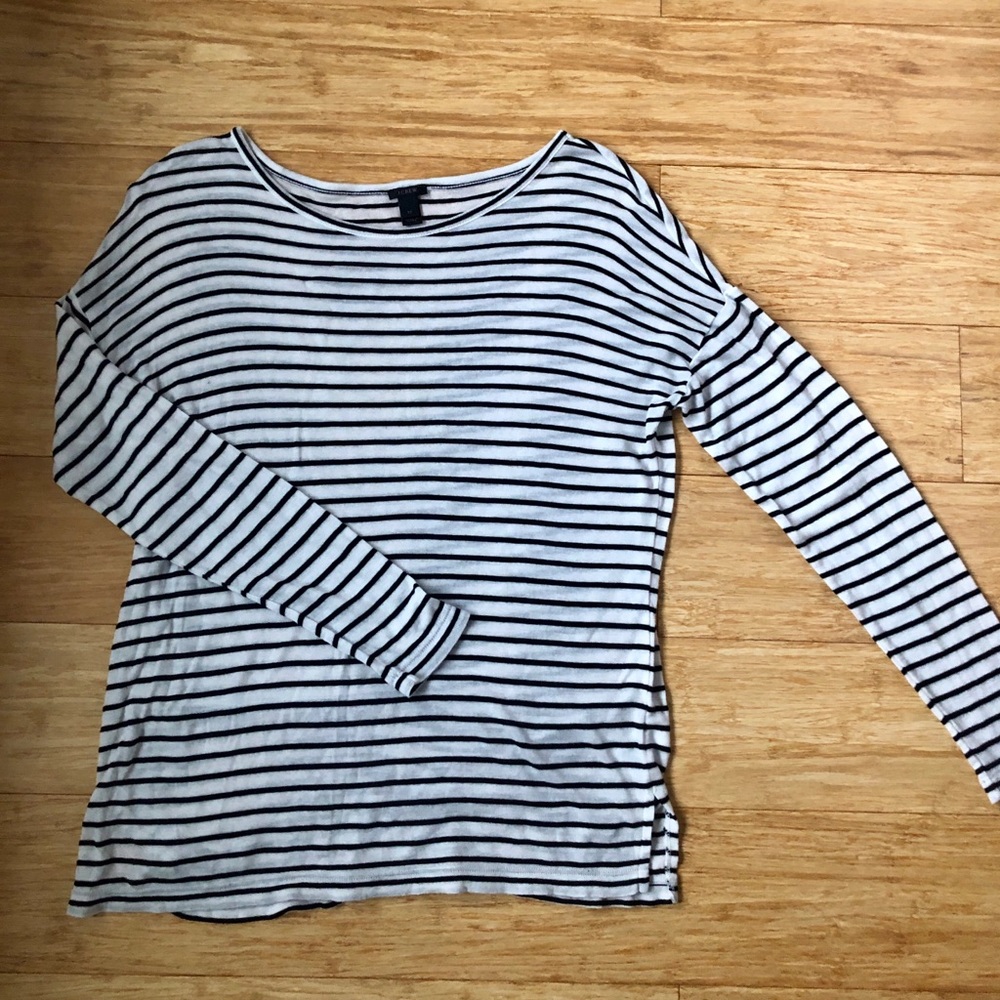 J. Crew Stripe Long Sleeve Tencel + Cashmere Tee
